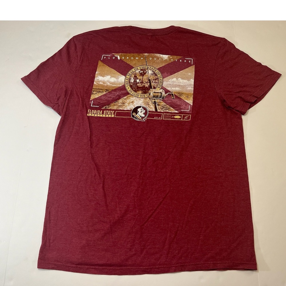 FloGrown‎ FSU Seminoles T Shirt Mens Large Maroon Graphic Fishing Tee